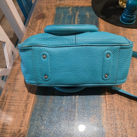 Women's Cole Haan Teal Leather Satchel Handbag -REFURBISHED - Picture 4 of 14